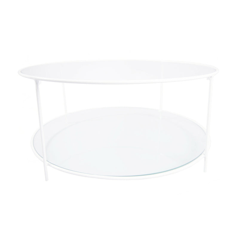 Mesa de centro 80 dos niveles | GLASS WHITE