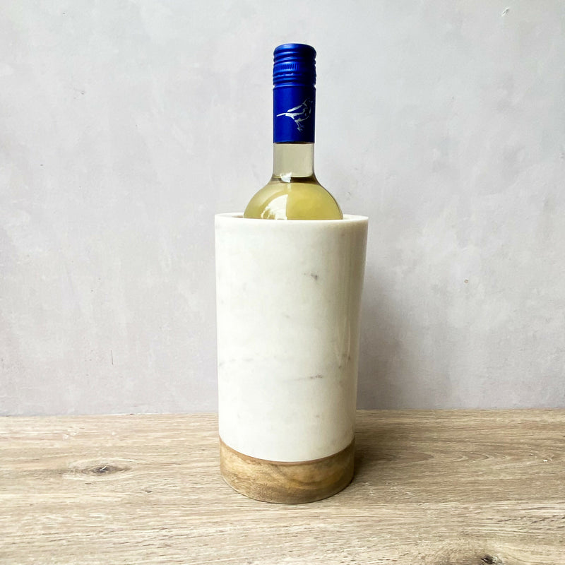 Enfriador de Vino Mármol con Base de Madera