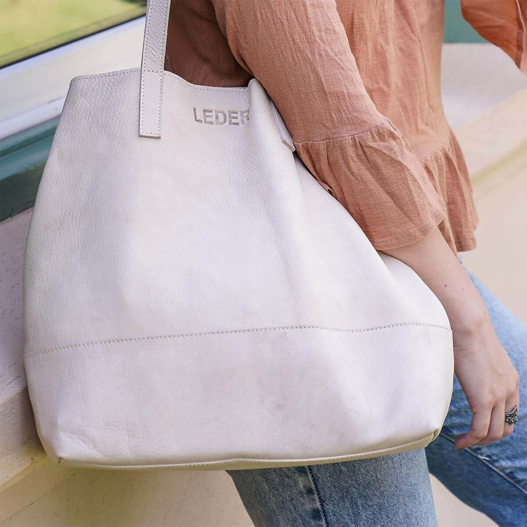 Cartera Tote de Cuero Vacuno