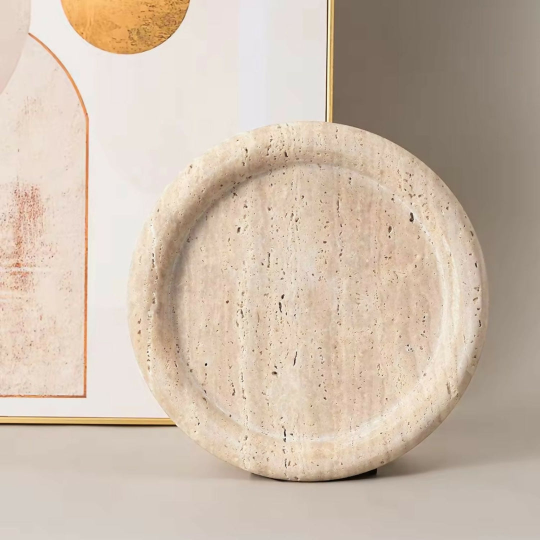 Bandeja Redonda de Piedra Ambar Travertino