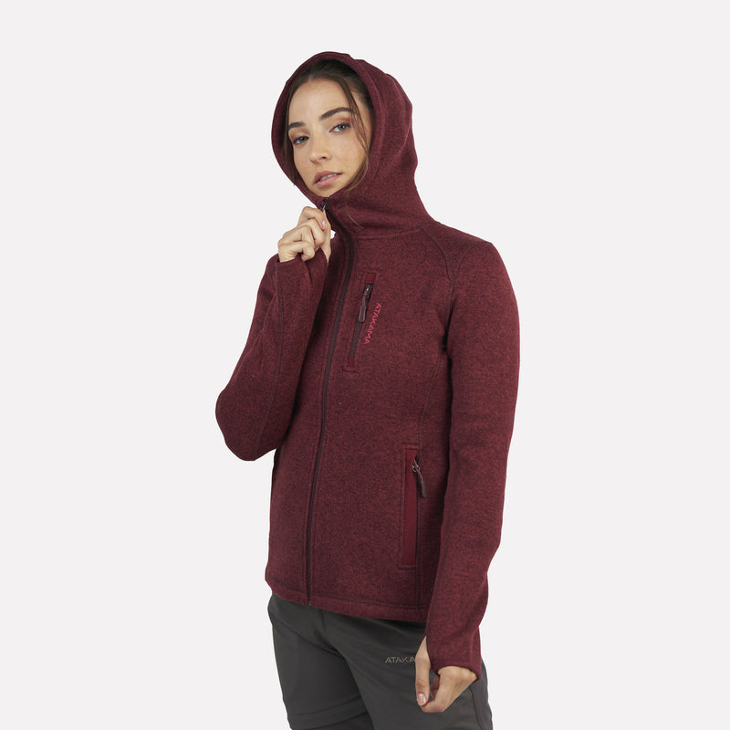 Polar Tejido Mujer Hoddie Full-Zip Tundra Burdeo Jaspeado