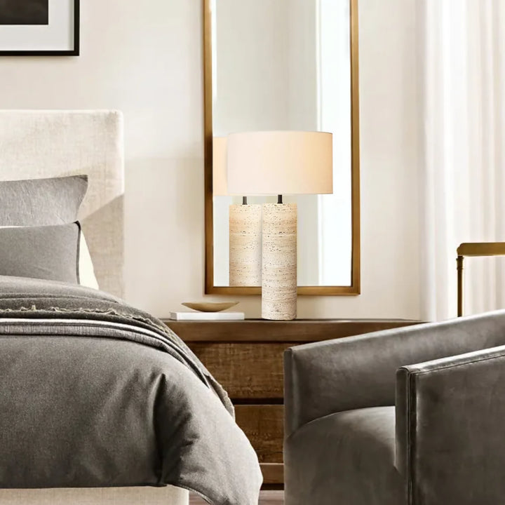 Lampara de Mesa Piedra Nordica Crema Grande