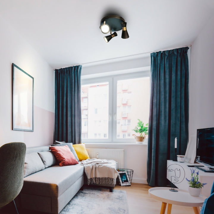 Plafón Zeny 3 Luces Negro Mate