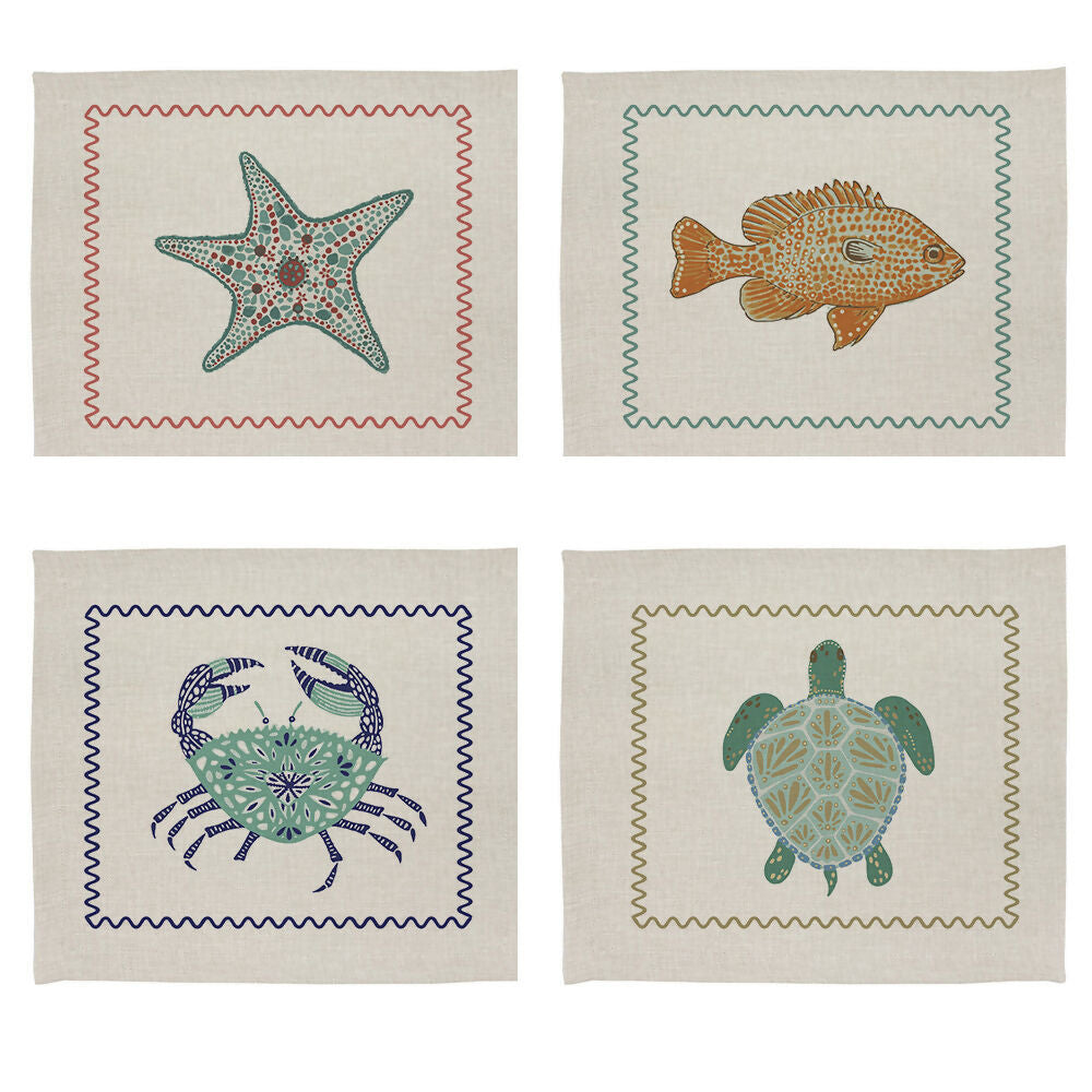 Set Individuales Linet Natural - Surfing