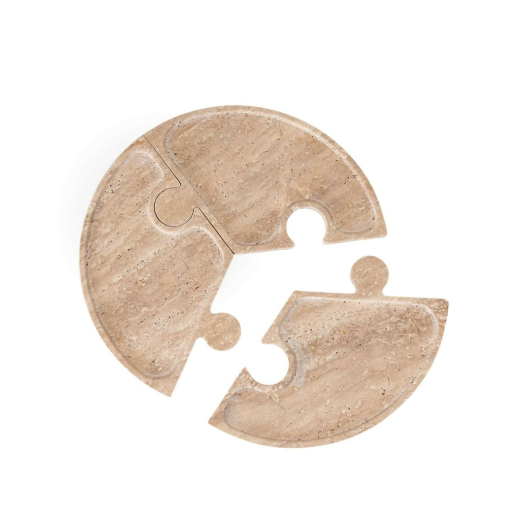 Bandeja de Piedra Puzzle Travertino Deco y Aperitivos