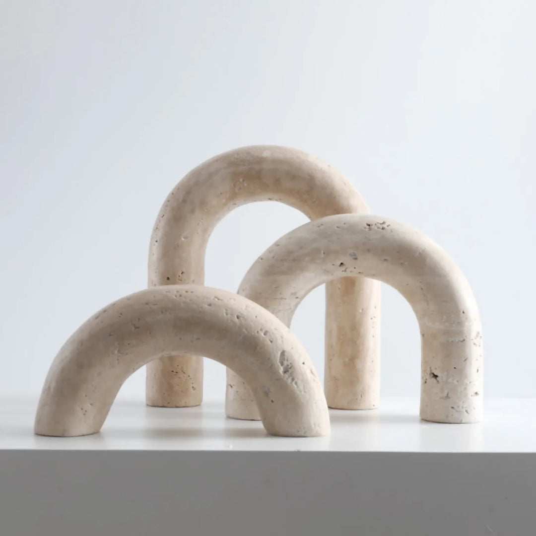Set 3 Arcos Figura Deco Estilo Marmol Travertino