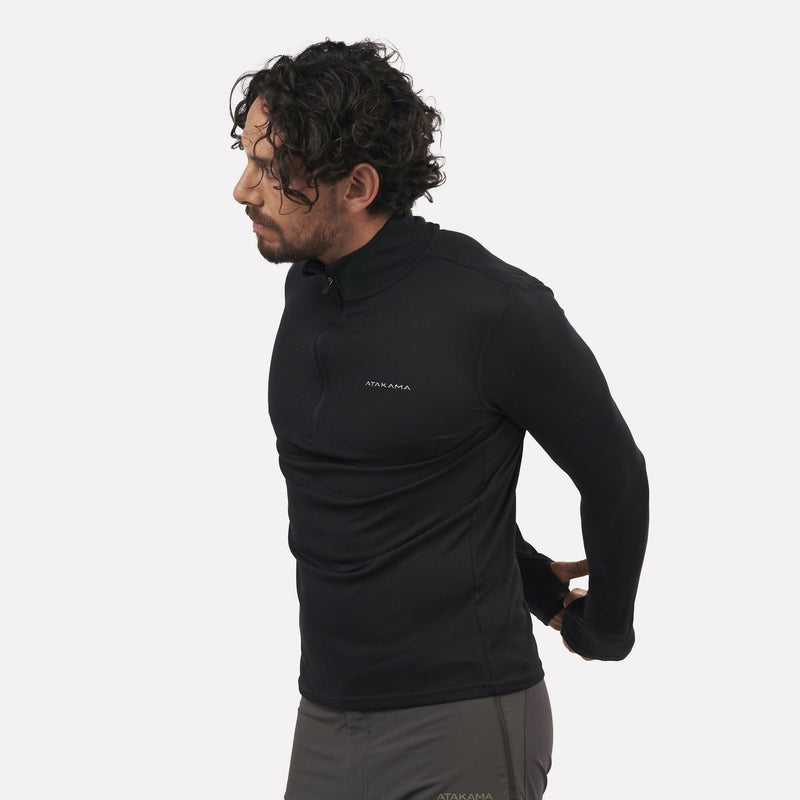 Primera capa térmica Hombre 1/4 Zip-Cuello VentoFit Negra