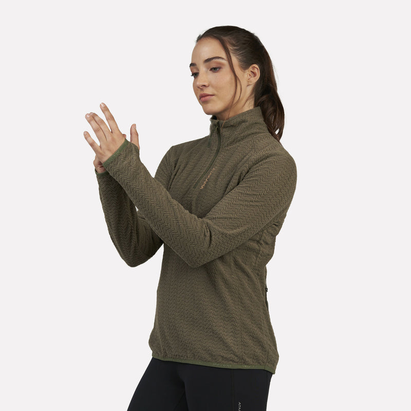 Polar Fleece Ultraligero Mujer 1/4-Zip Volca Verde Oliva