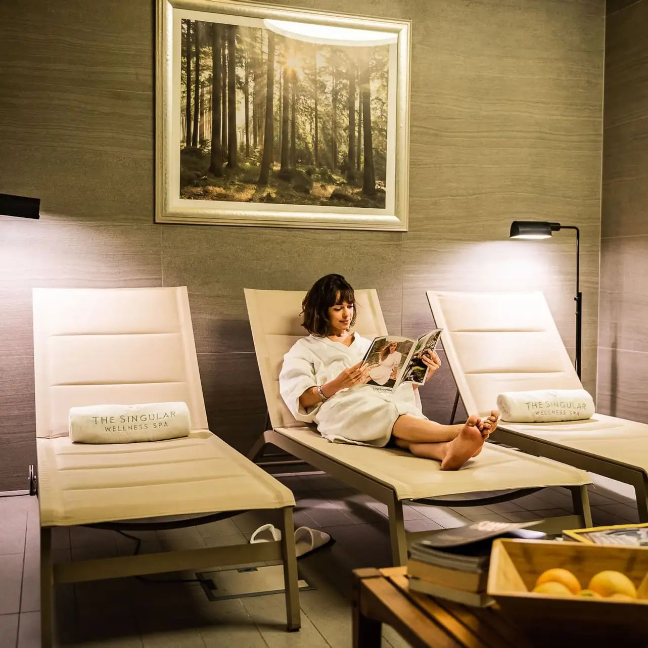 Zona de descanso de The Singular Wellness Spa en Santiago