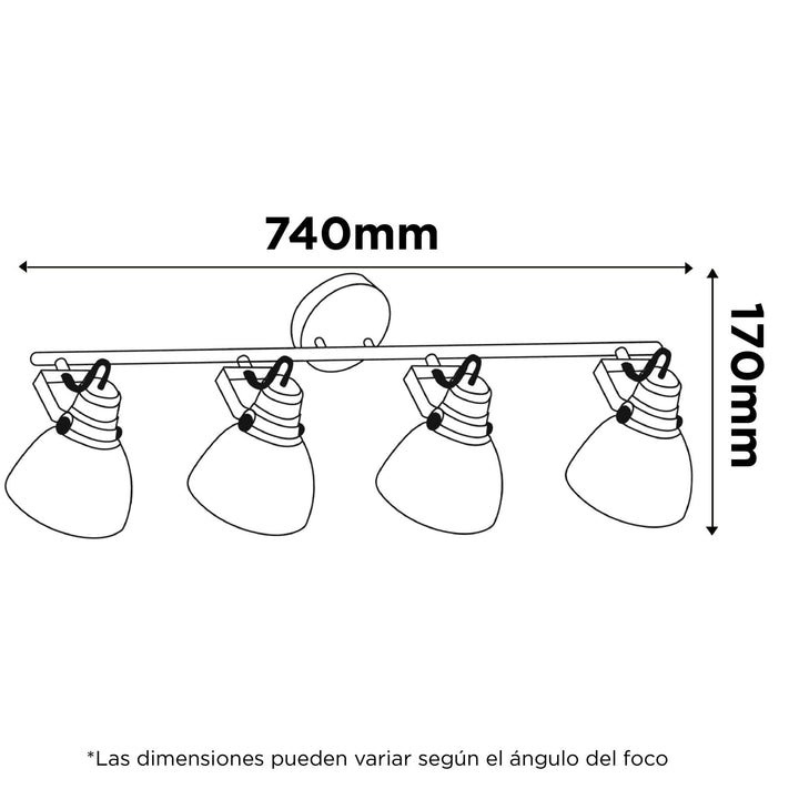 Foco Sobrepuesto Tubo 4 Luces Cosmos Celeste Cian