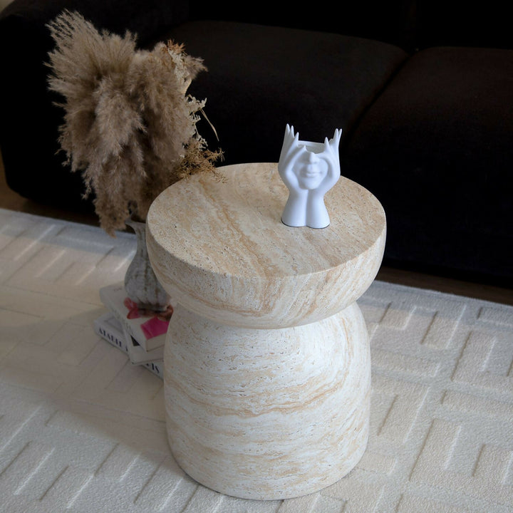 Mesa Lateral Piedra Luna Jupiter Crema