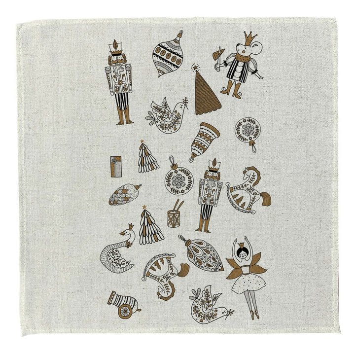 Set 4 Servilletas Cascanueces Dorado - Lino Poliester
