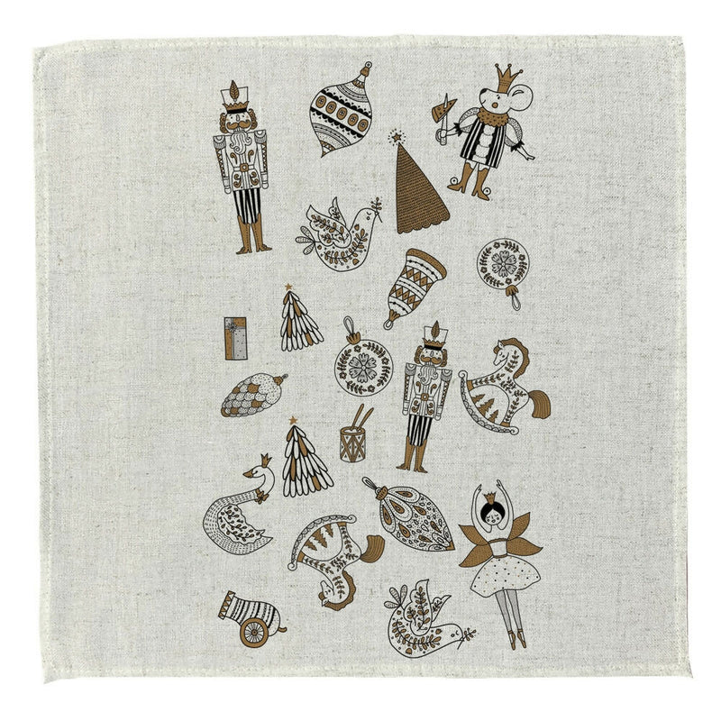 Set 4 Servilletas Cascanueces Dorado 2 - Lino Poliester