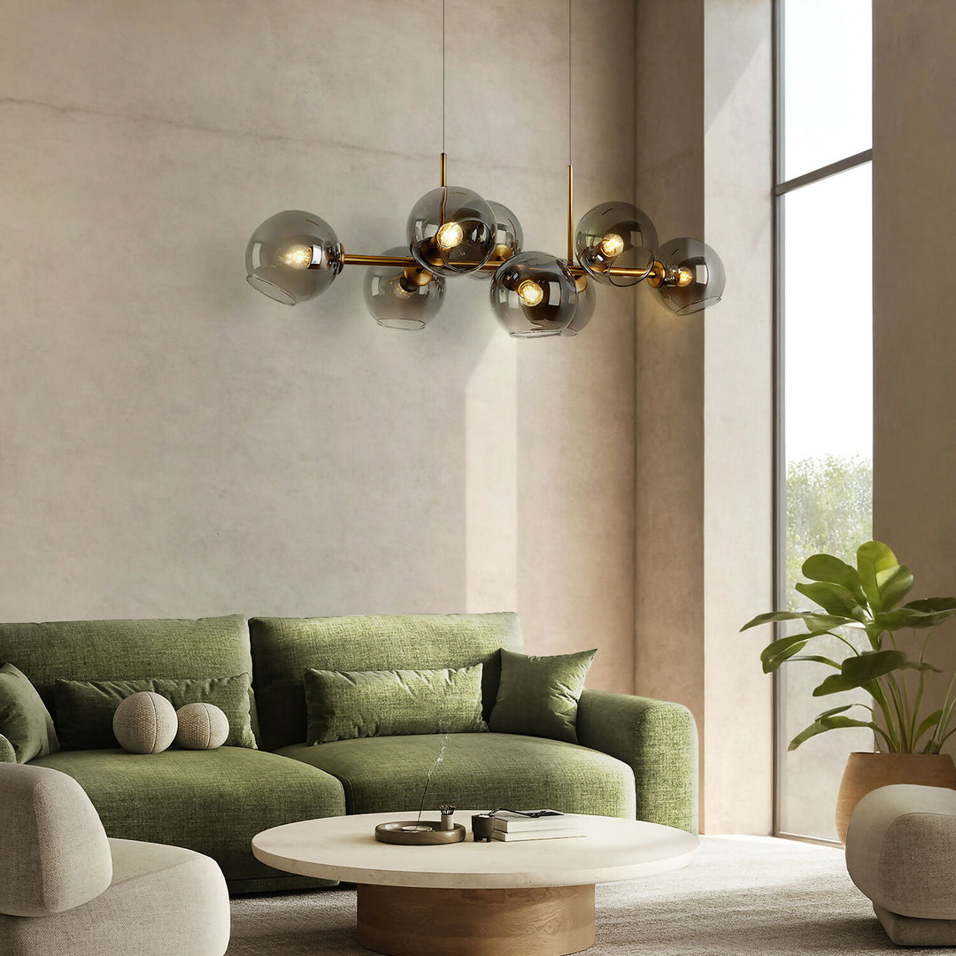 Lámpara Colgante Bubble Dorada Vidrio Ahumado
