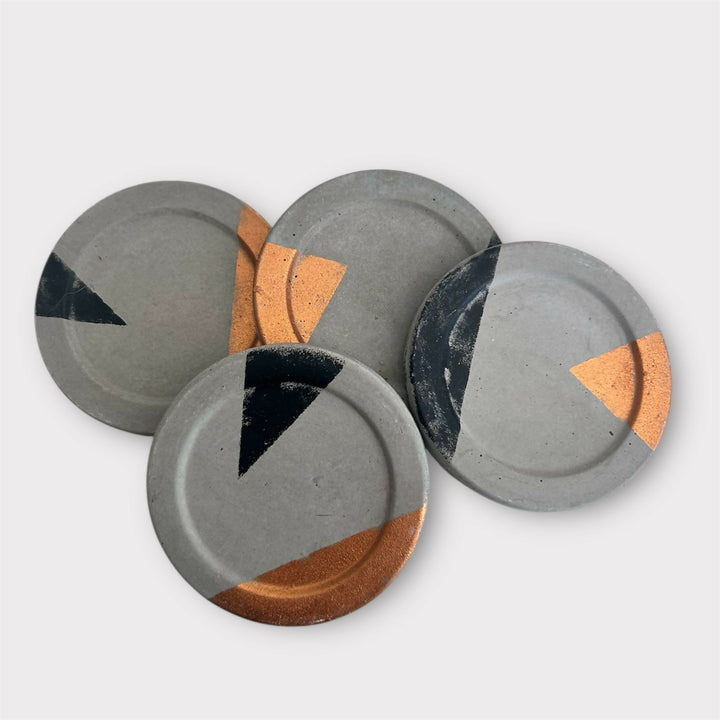 POSAVASOS HORMIGÓN NEGRO/COBRE GEOMÉTRICO