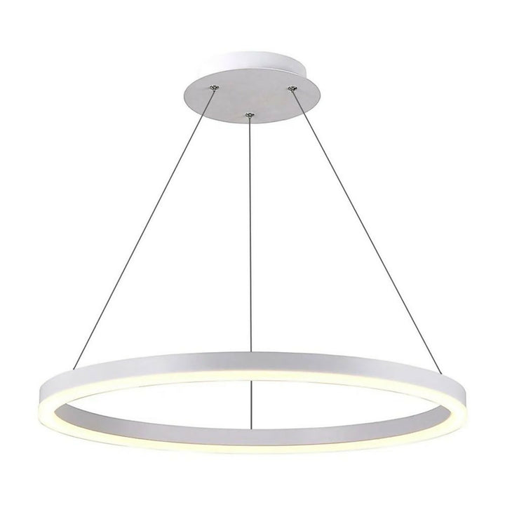 LAMPARA COLGANTE LED REDONDA 24W LUZ CALIDA ARO Ø40 BLANCA