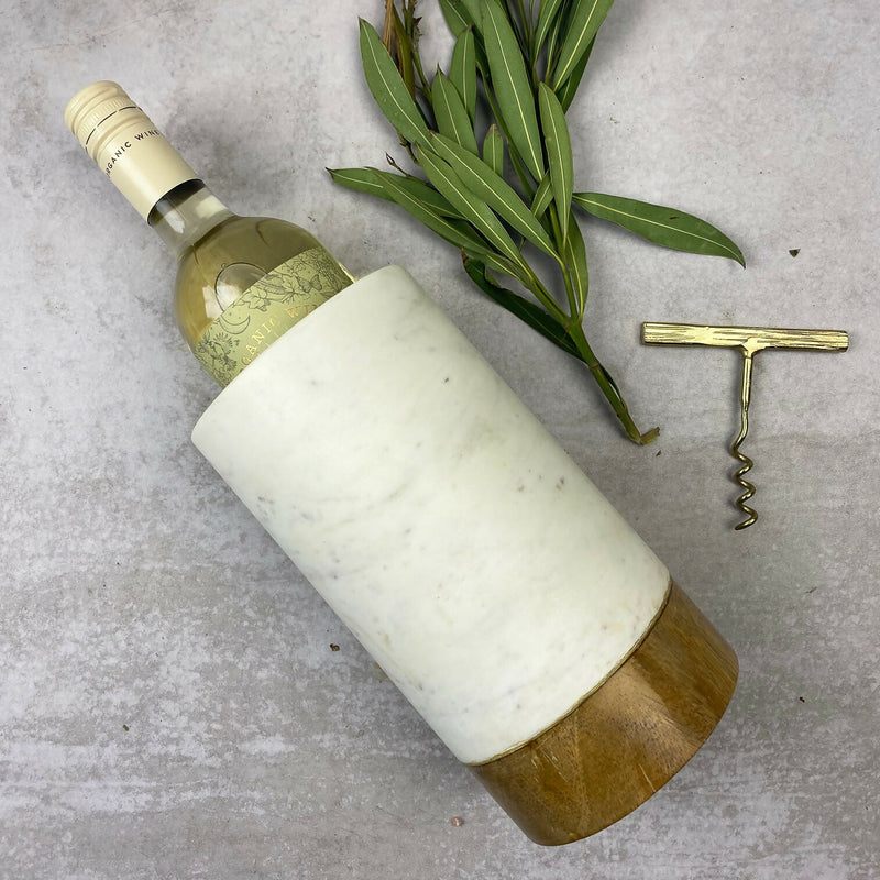 Enfriador de Vino Mármol con Base de Madera
