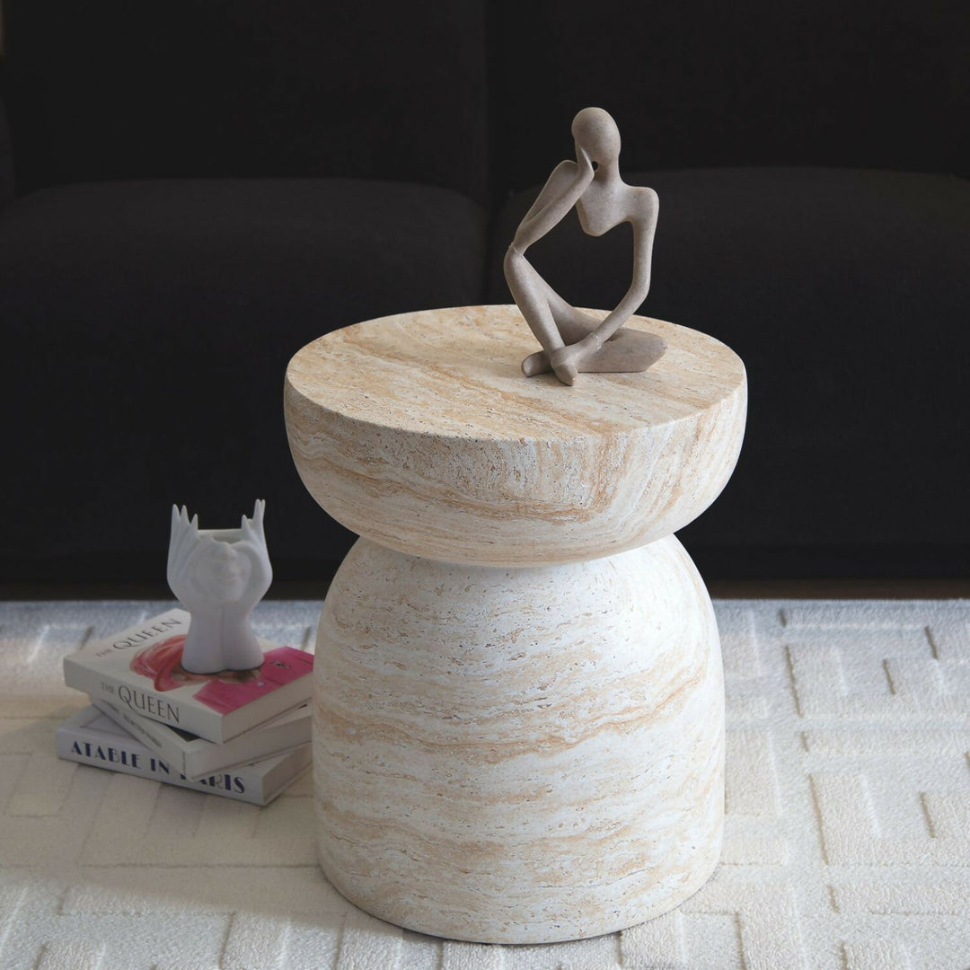 Mesa Lateral Piedra Luna Jupiter Crema