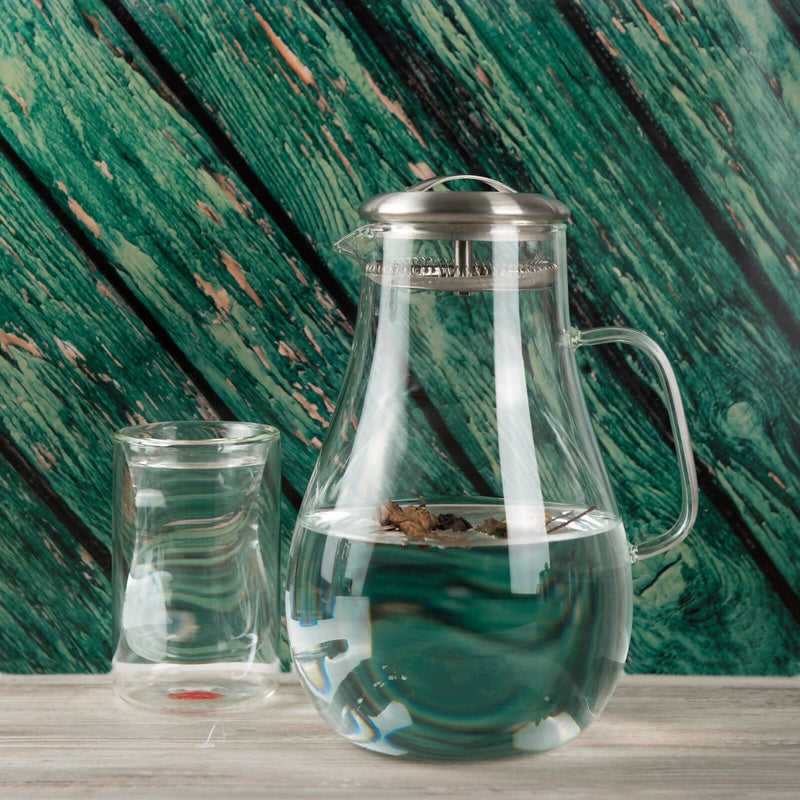 Set Jarra Venecia con Filtro y 2 Vasos Milán de Vidrio Doble Pared