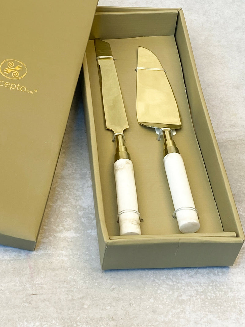 SET TORTAS MARMOL DORADO