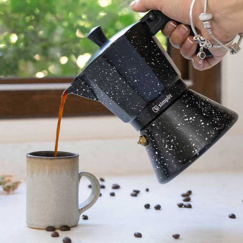 Cafetera Italiana Simplit Negra Granito de Aluminio 12 Tazas