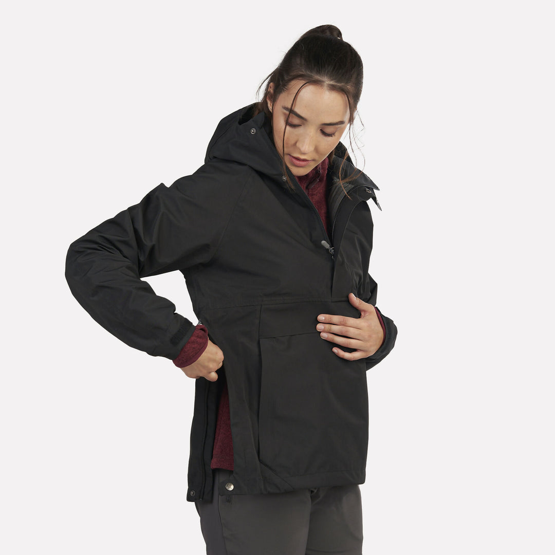 Chaqueta Impermeable Mujer Hanorak Frontera Negra