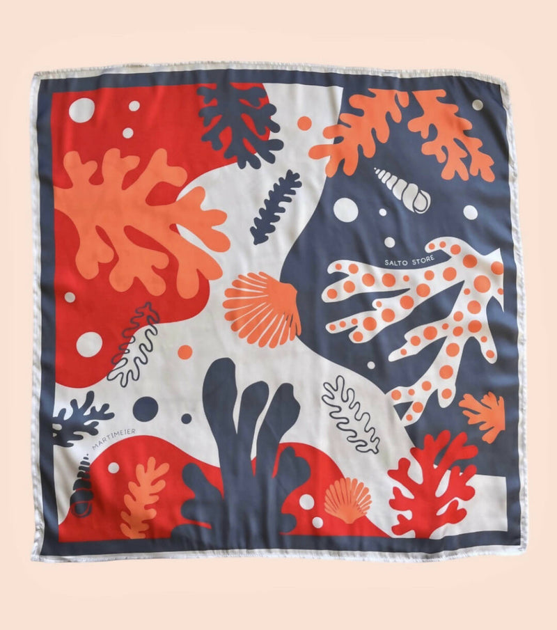 Pañuelo Algas Azul/Coral