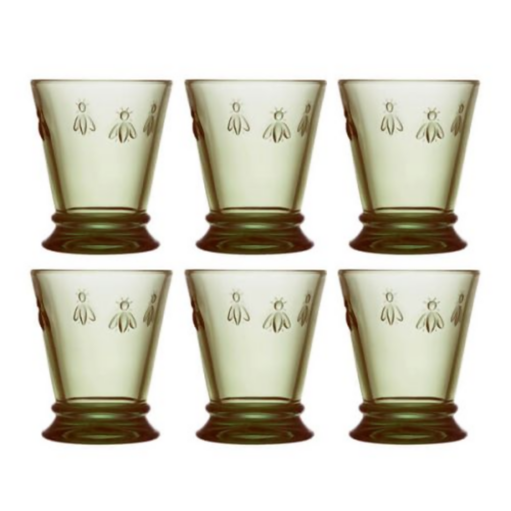 SET 6 VASOS ABEJA ESMERALDA 260ML