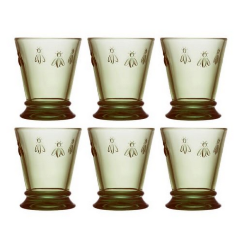 SET 6 VASOS ABEJA ESMERALDA 260ML