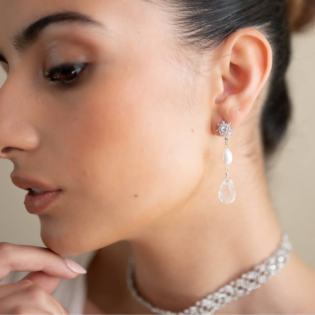 Aros Portia Perla Plata Musa Accesorios