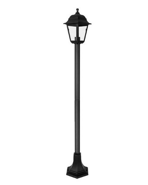 Farol Pedestal 1,22M Sintético 4 Caras Negro