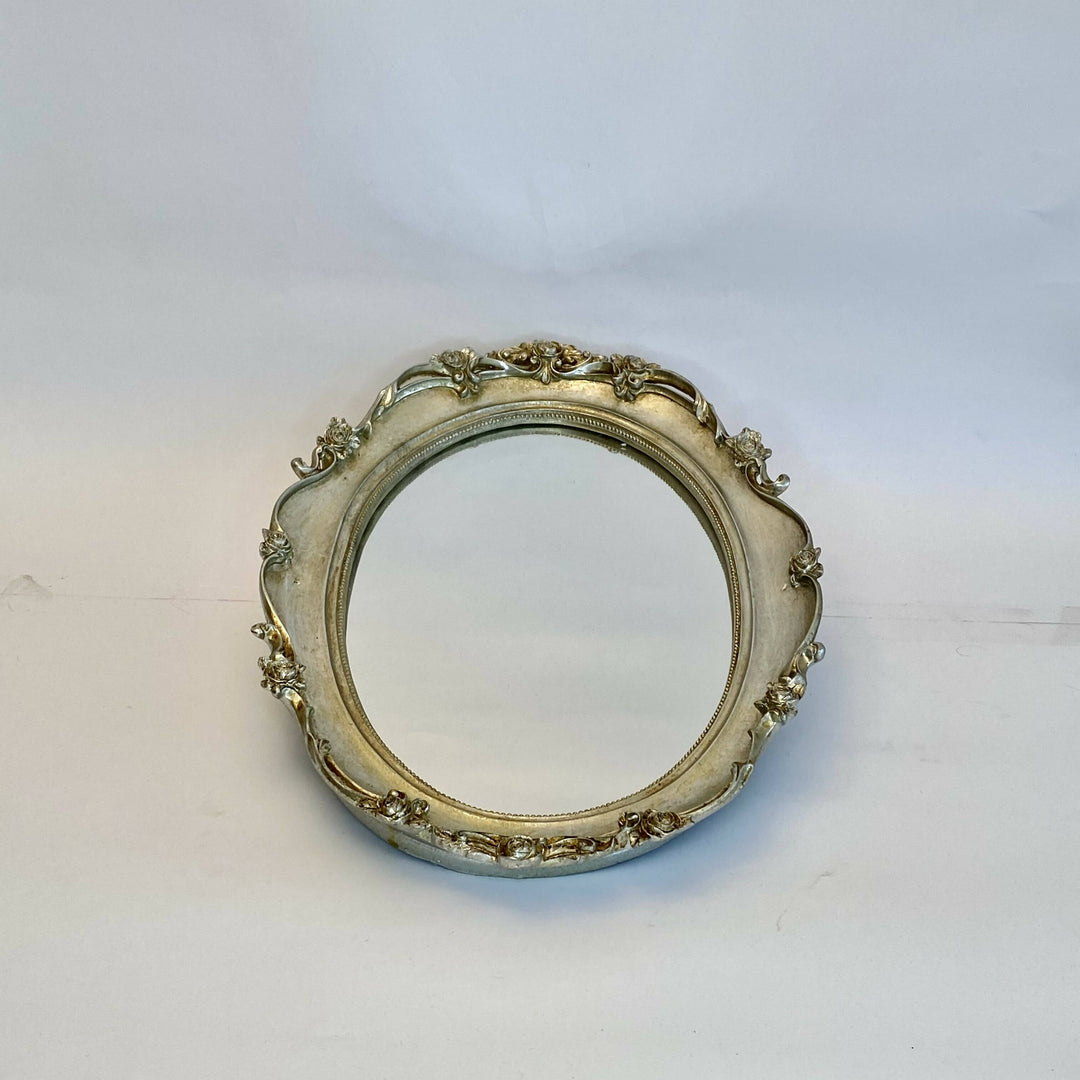 BANDEJA CON ESPEJO OVALADA PLATA