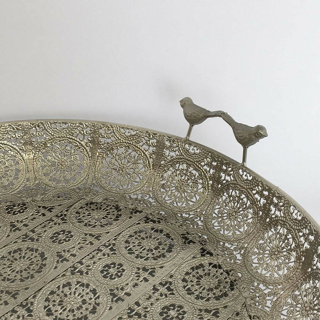 BANDEJA REDONDA 43 CMS DIAMETRO METÁLICA COLOR PLATA