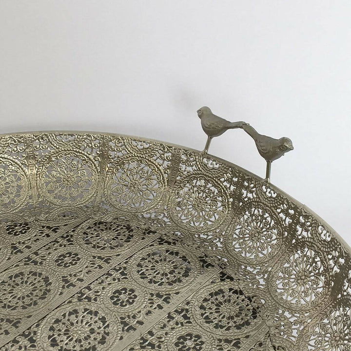 BANDEJA REDONDA 43 CMS DIAMETRO METÁLICA COLOR PLATA