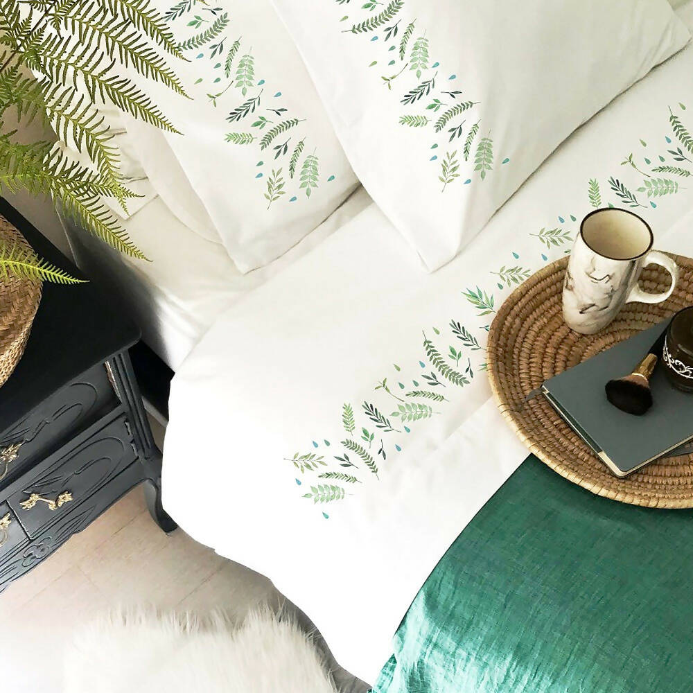 Juego de Sábanas Hojas Verdes