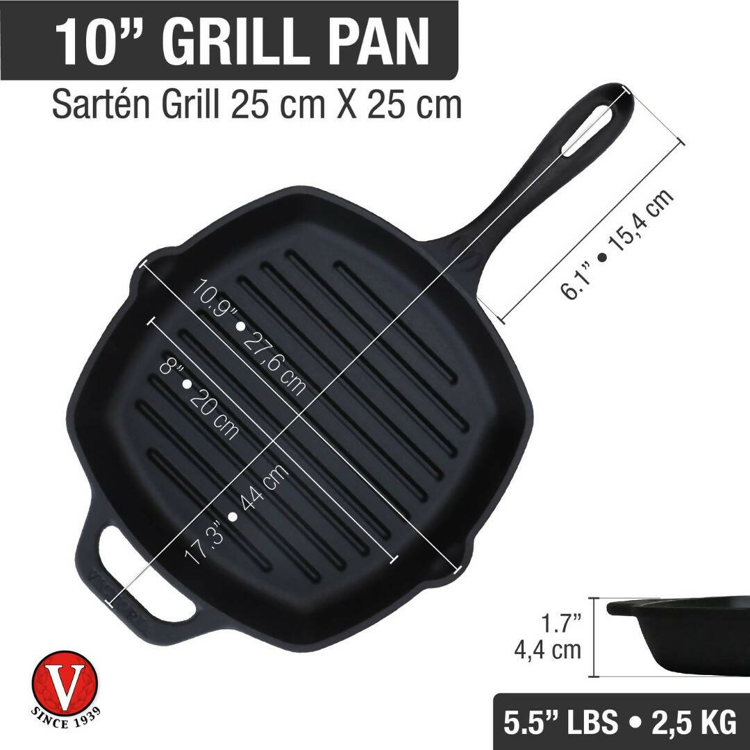 Sartén Rectangular Grill Victoria 25x25 cm Precurada