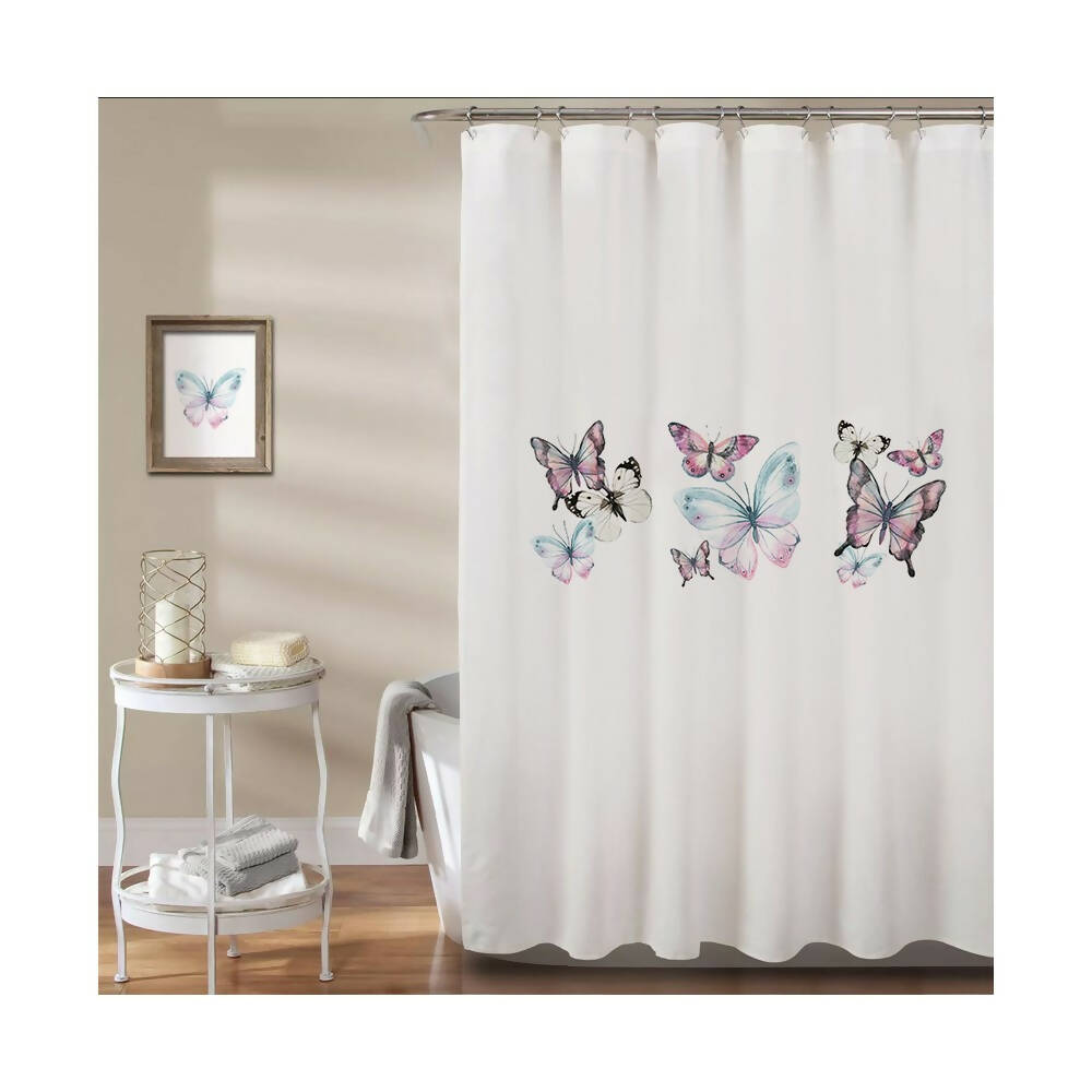 Cortina de Baño Mariposas Rosadas