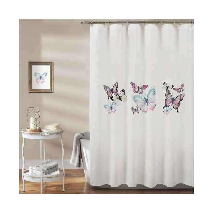 Cortina de Baño Mariposas Rosadas