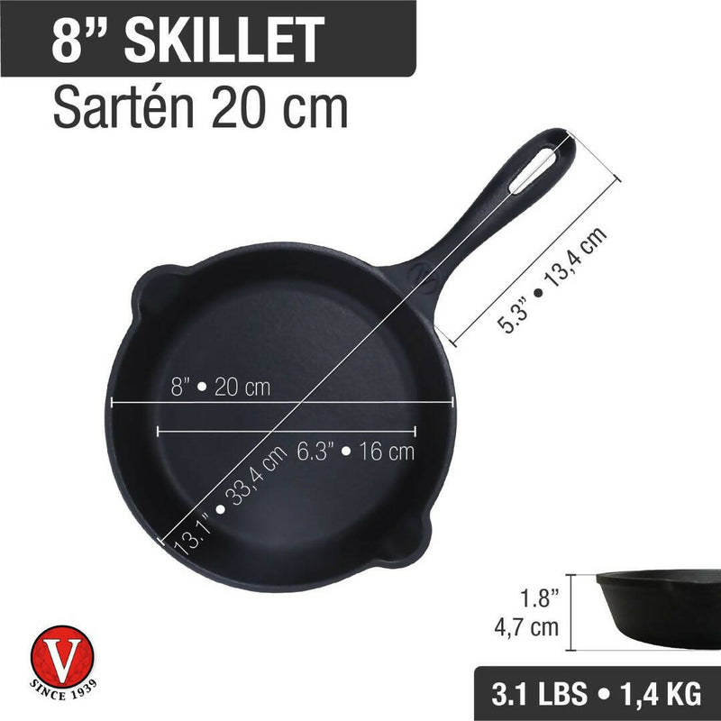 Sartén Hierro Fundido Precurado 20 cm Victoria