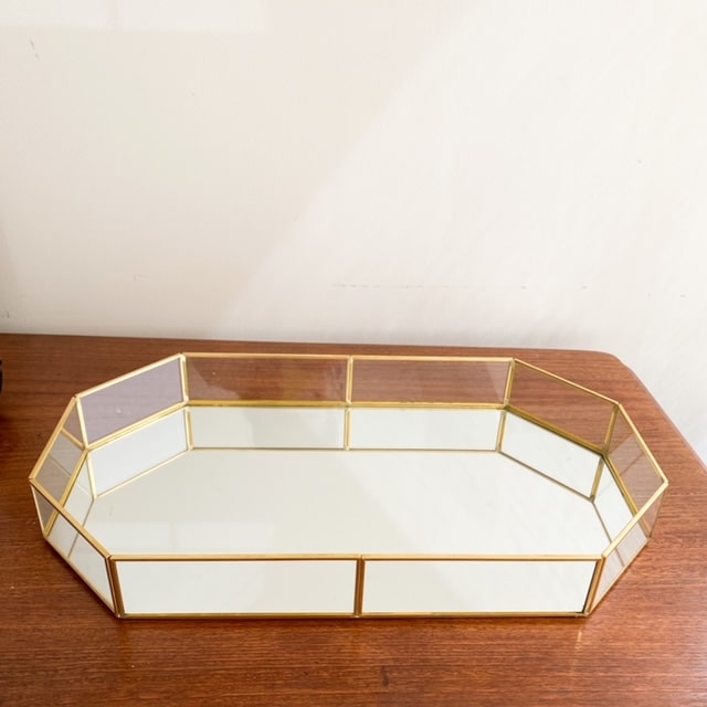 Bandeja Metal Dorada Espejada Rectangular