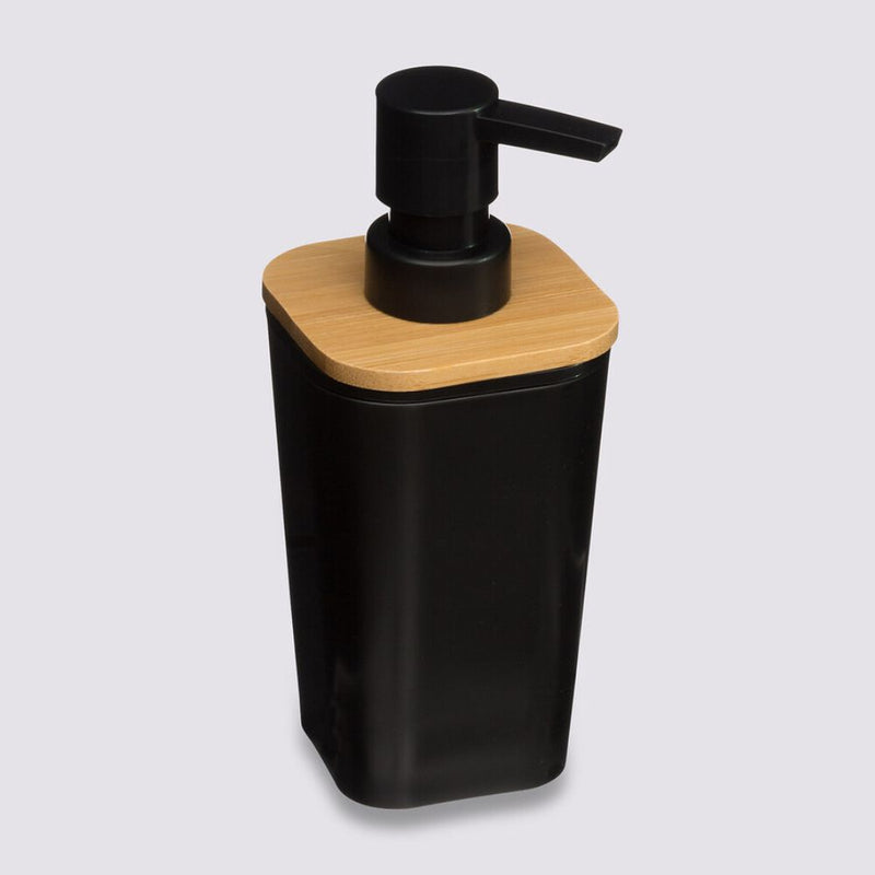 Dosificador de Jabón 200 ml Negro con Tapa de Bambú
