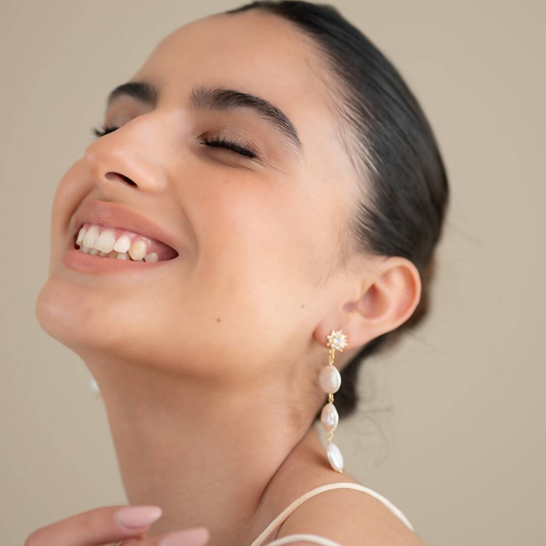 Aros capri perla plata gold