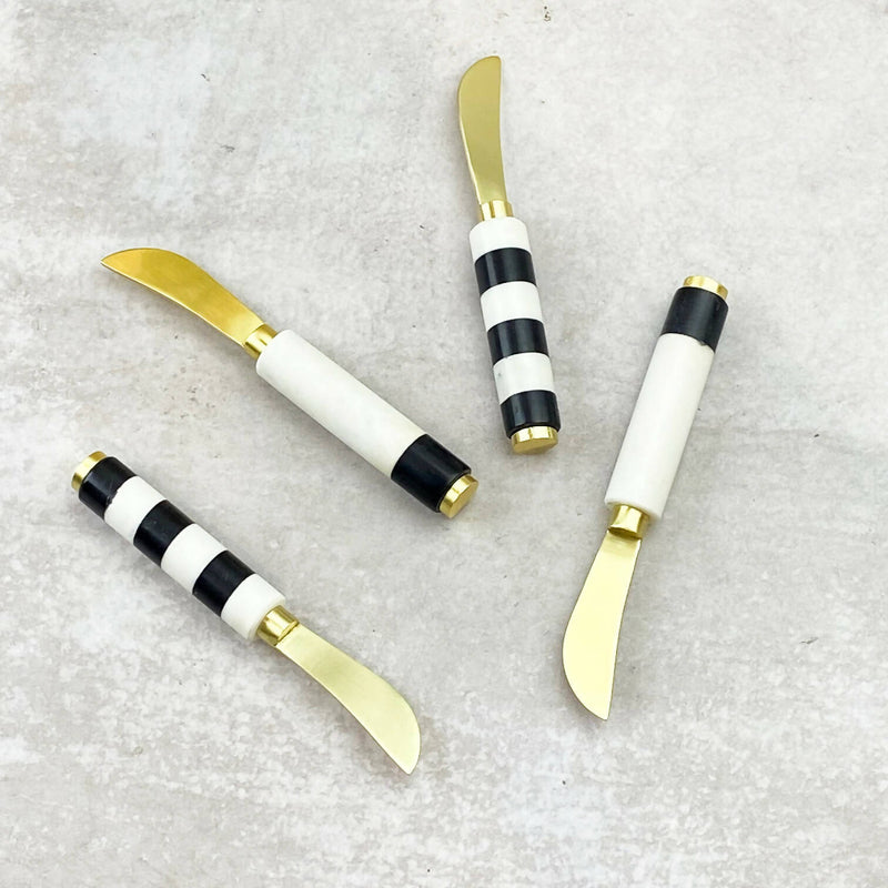 Set de 4 Cuchillos de Mármol Rayado para Queso