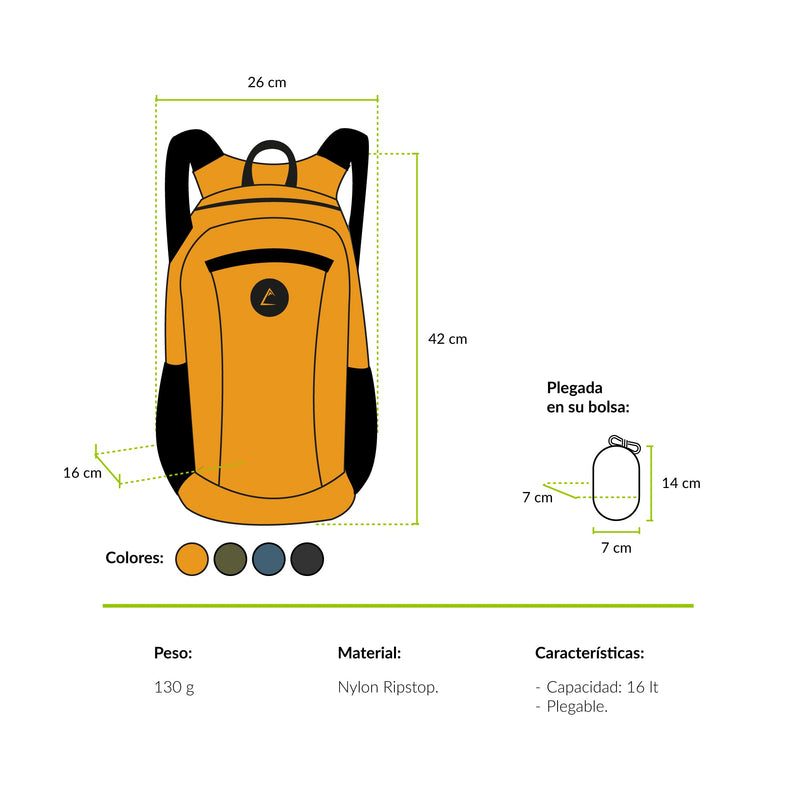 Mochila Plegable Pochoco 16lt