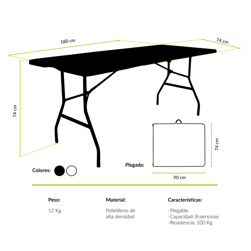 Mesa de Camping Plegable Calbuco 180cm