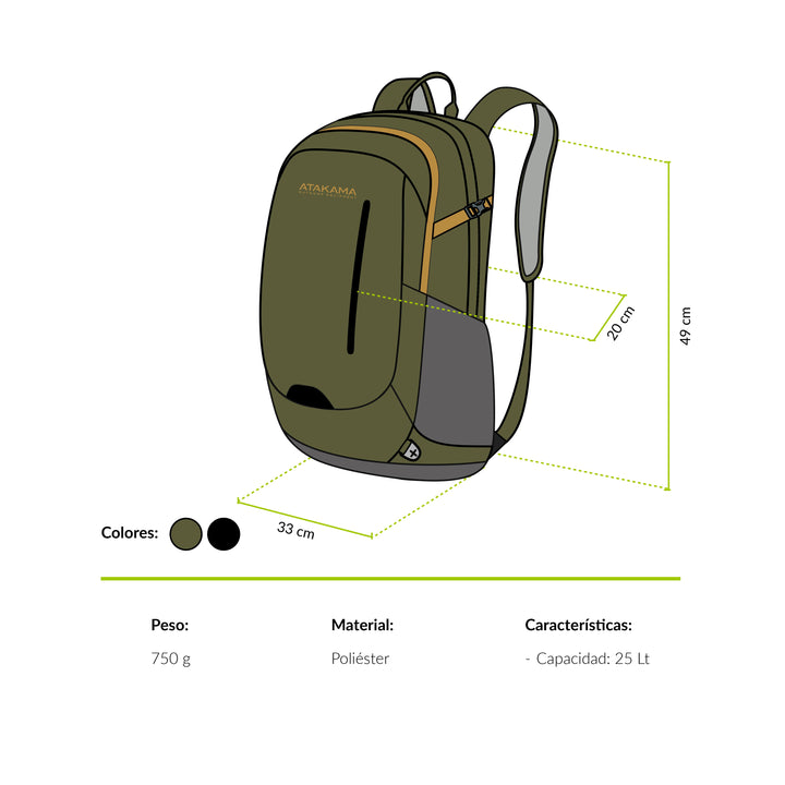 Mochila Outdoor/Urbana Cochamo 25lt Verde