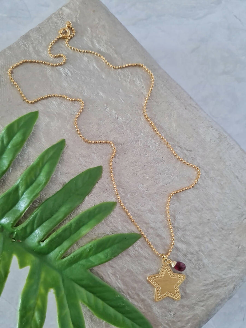 Collar Huellas Estrella Granate 2 - LD842