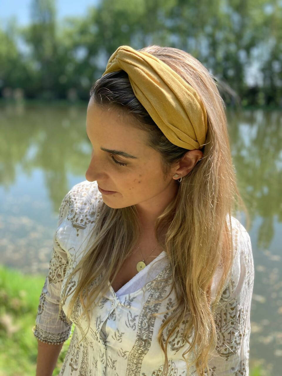 Cintillo Turbante Valentina Lino Amarillo