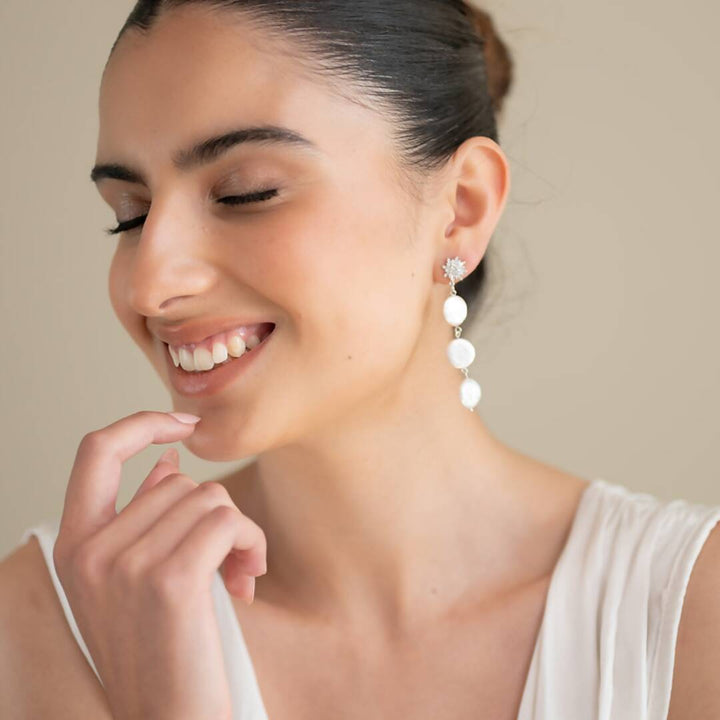 Aros capri perla plata