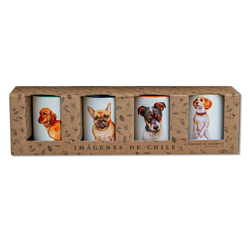Set de 4 tazones perros típicos chilenos n2